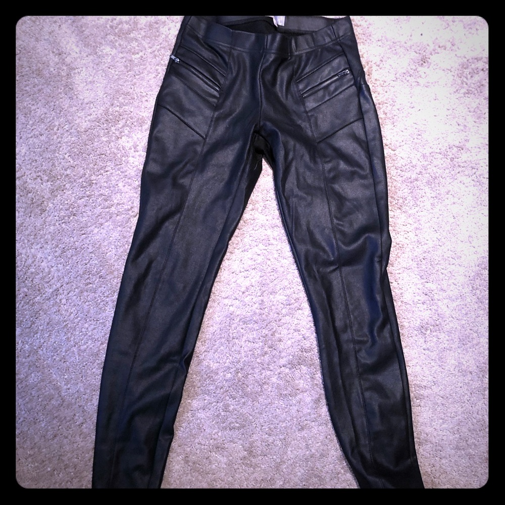 Jolt black faux leather leggings size 7